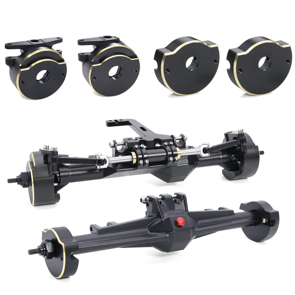 H10 สีดําเคลือบทองเหลืองพวงมาลัย Knuckle ด้านหลังเพลาหลอดน้ําหนักสําหรับ 1/10 RC Crawler รถ Vanquish