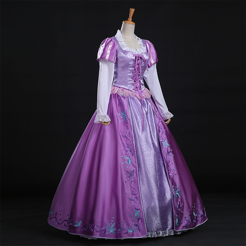 Disney Princess Dress cos ผู้ใหญ่ Tangled Rapunzel Dress Le Pei คอสเพลย์เครื่องแต่งกายผู้ใหญ่