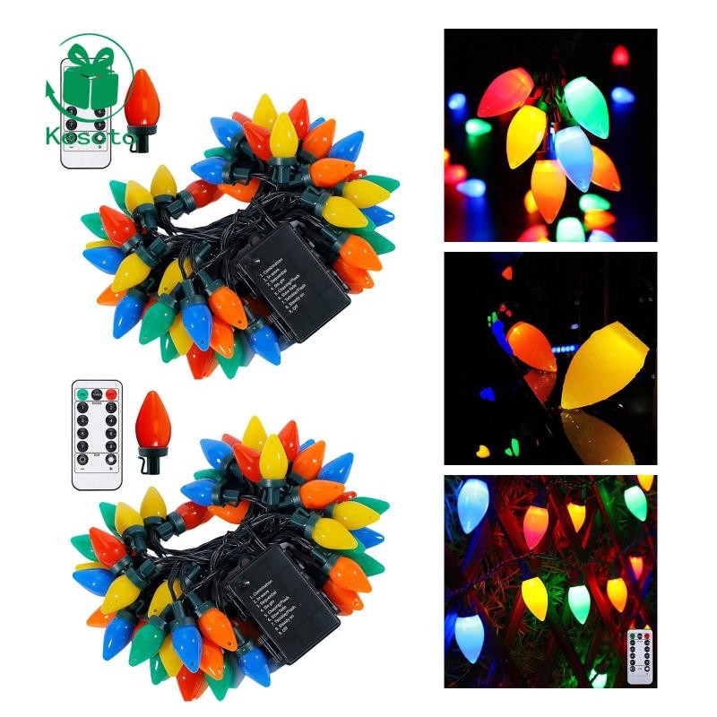 [Ehoyoxa] ไฟคริสต์มาส LED C7 ไฟสตริงสําหรับต้นคริสต์มาสปาร์ตี้กลางแจ้งในร่ม