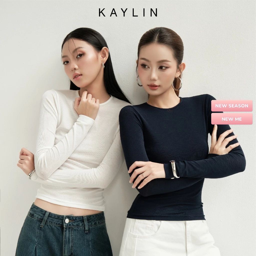 เสื้อยืดพื้นฐานแขนยาว KAYLIN ผ้ายืดหยุ่นกระดาษนุ่ม เบา และโปร่ง สไตล์คอลเลกชั่น Fall-Winter 2025 - N2305