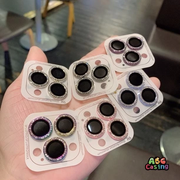สำหรับ IPhone11 16 13 12 15 PROMAX 14 16 15 Plus 16 11 13 15 12 Pro 12Mini ฟิล์มเลนส์ป้องกันฝุ่นแบบใส่ด้วยจุดเพชรสีต่างๆ