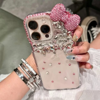 เคสโทรศัพท์สําหรับ OPPO Reno 16 16F 15 Max 15F 14F 14 13 13F 12 12F 11F 11 10 8T 7Z 8Z 6Z 8 7 6 Pro 4G 5G 3Dโบว์Rhinestonesนุ่มกันกระแทกปกหลัง