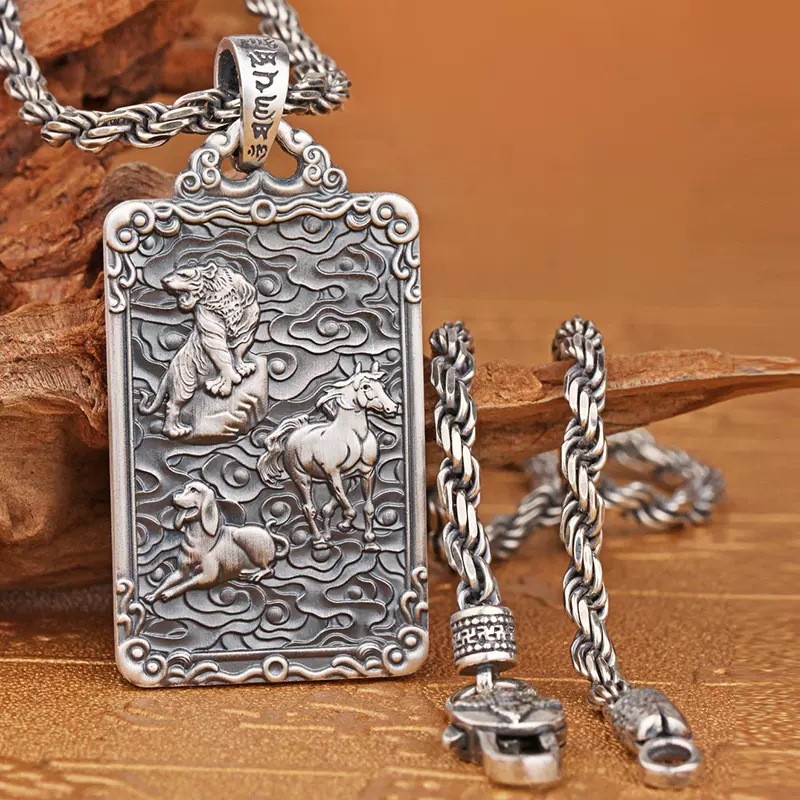 Premium Selection#Twelve Zodiac Signs Pendant Sterling Silver999Sanhe Brand Solid Silver Nine Palace
