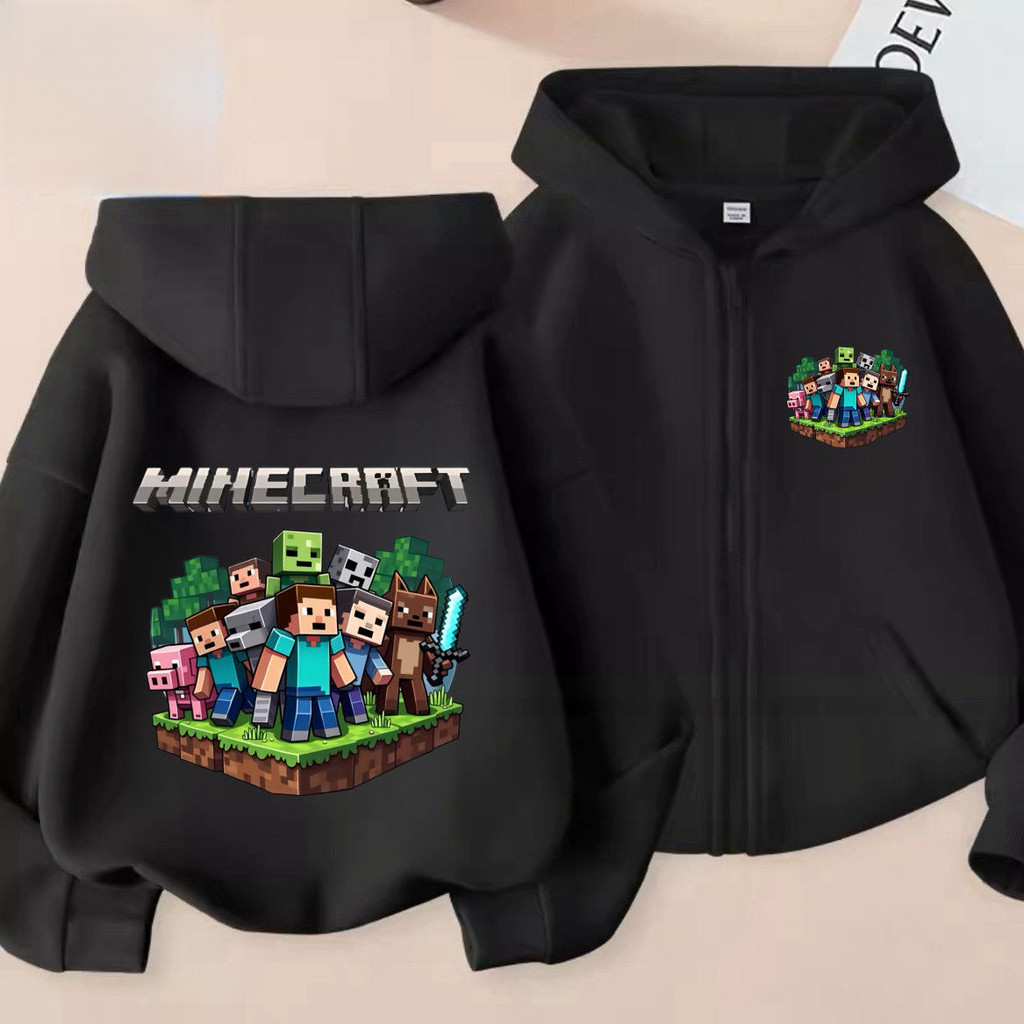 แจ็คเก็ตสำหรับเด็ก สไตล์ใหม่ มายคราฟ แบบซิปคาร์ดิแกน