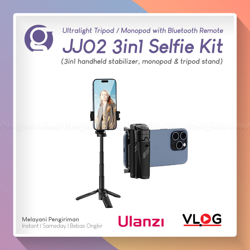 ULANZI JJ02 ขาตั้งกล้อง 3in1 ยืดหยุ่น/ด้ามจับ/ไม้เซลฟี่ขยายได้พร้อมรีโมทสําหรับ HP/สมาร์ทโฟน (ขาตั้ง