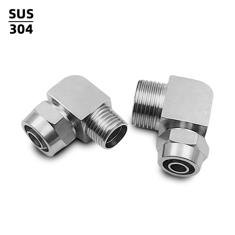 304SS PL ข้อศอก Pneumatic Air อุปกรณ์ PL8-01 10-02 12-04 ชาย Thread quick Connector 1/8 1/4 3/8 1/2
