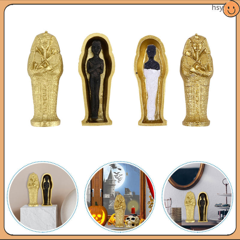 2 ชุด Mummy Figurines อุปกรณ์ปาร์ตี้ฮาโลวีน Mummy Sculptures Decor huyisheng