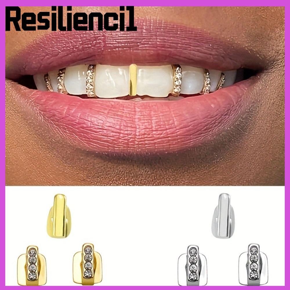 RESILIENCI1 3 ชิ้น Hip Hop ฟัน Grillz, Hollow Rhinestone Grillz, เงาฟันเครื่องประดับผู้หญิงผู้ชาย