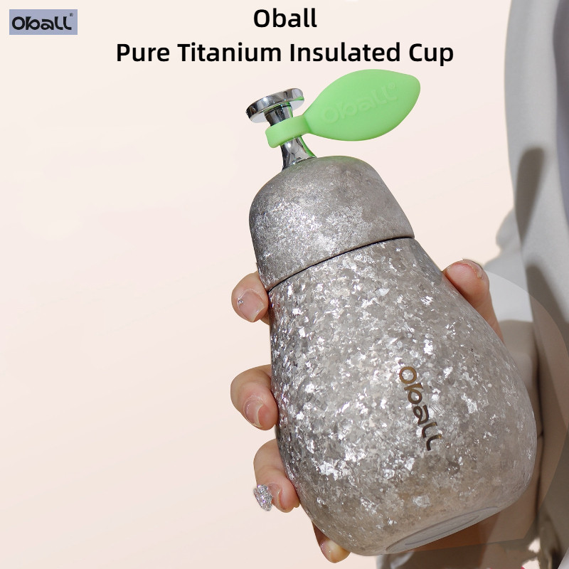 Oball Pure Titanium Thermos Cupสุภาพสตรีถ้วยน้ํามูลค่าสูงใหม่แบบพกพาPear-Shaped Titanium Cupของขวัญว