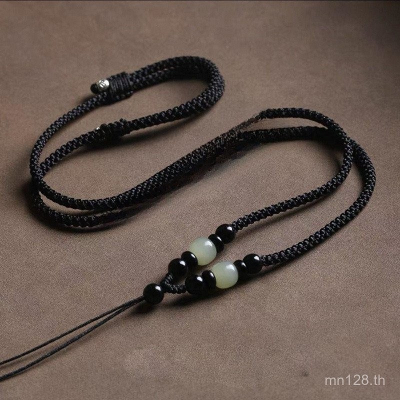 ห้อยคอหยกจี้สร้อยคอจี้ที่ทําด้วยมือเชือกจี้หยกผู้ชายผู้หญิงจี้หยกเชือกเชือกเส้นเล็กถัก 2XLV