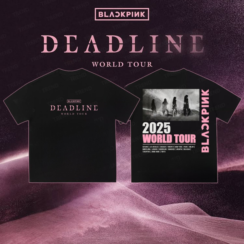 Blackpink DeadLine World Tour 2025 เสื้อยืด Jisoo Jennie Rose Lisa พัดลมสนับสนุนเสื้อผ้าฝ้าย 100% พิ