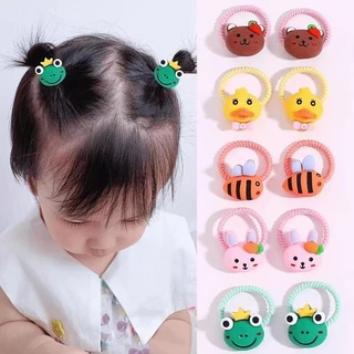 ThaiJOY🍒แพ็ค 50 ชิ้นยางรัดผมลายการ์ตูนสไตล์เกาหลีน่ารัก ยางรัดผม ยืดหยุ่นสูง Cute Flower & Animal Hair Ties - Soft Elastic Bands for Girls Everyday Styles (ไม่มีกระเป๋า)