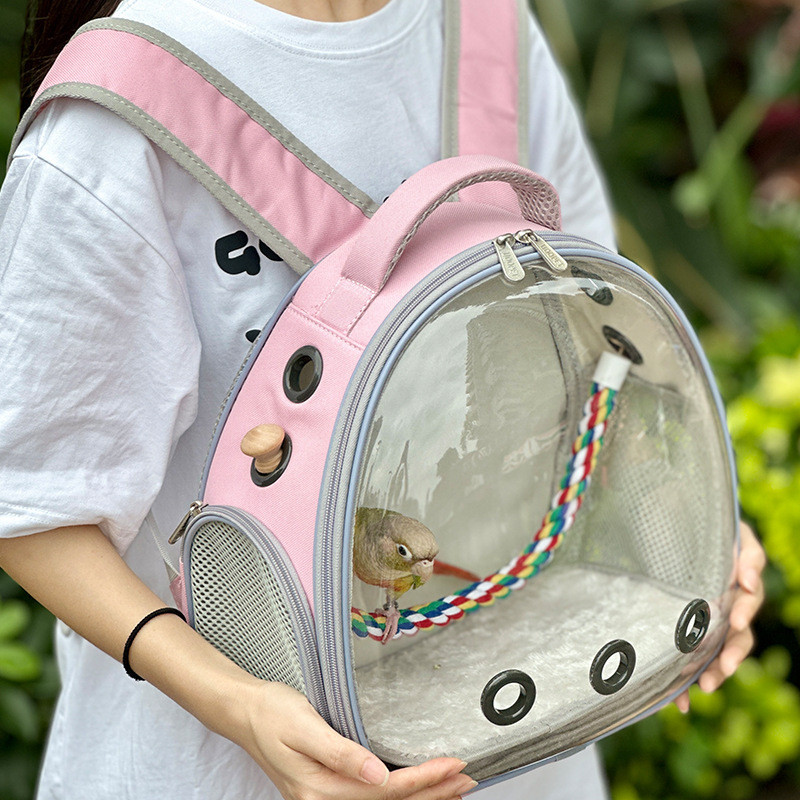 Peony Parrot Rabbit Birdcage Tiger Skin โปร่งใส Chinchilla ลูกแมวแบบพกพาหนูแฮมสเตอร์กระเป๋าเป้สะพายห