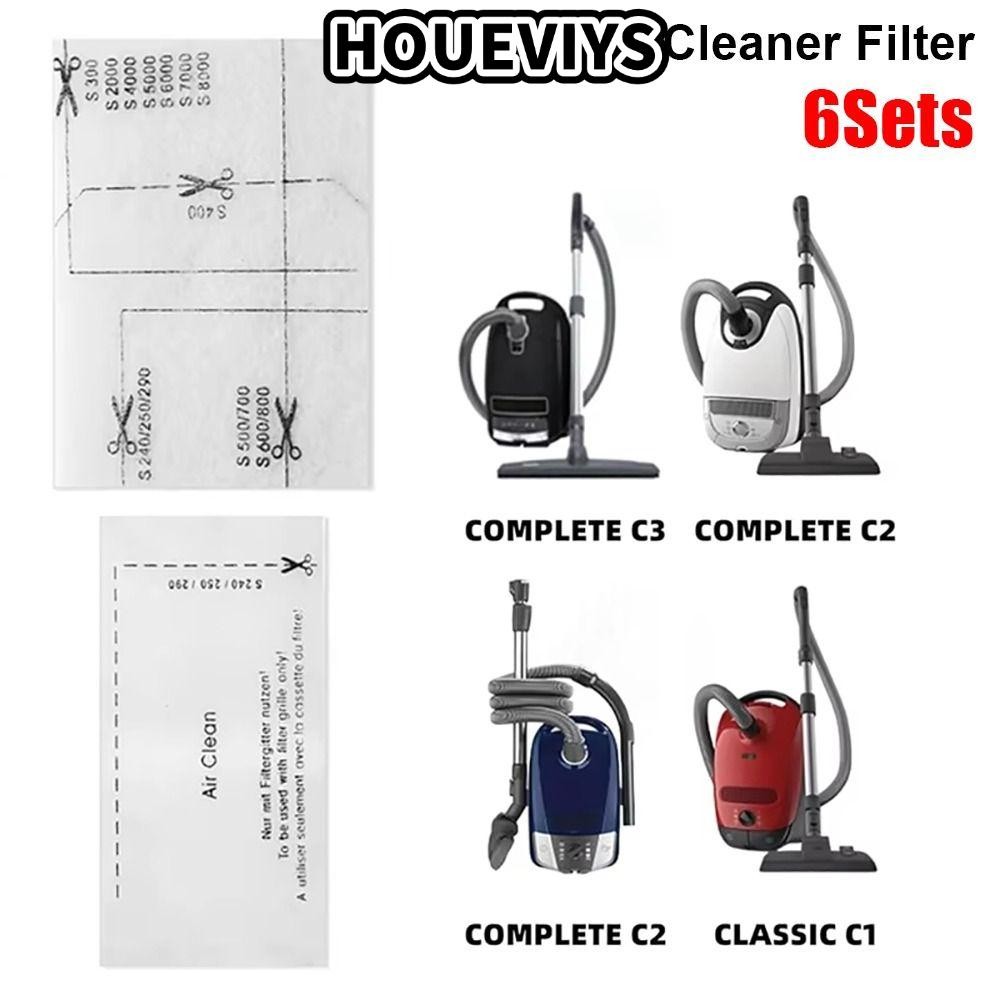 HUEVIS 6 ชุดผ้าฝ้ายกรอง,แพ็ค Air Clean เครื่องดูดฝุ่นกรอง,ทนทานไอเสียกรองอะไหล่สําหรับ Miele Complet
