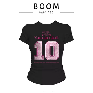 COD(จัดส่งภายใน 24 ชั่วโมง)BOOM เกาหลี เสื้อครอปเข้ารูปBaby tee y2k เสื้อคอกลม life is Good You can do it