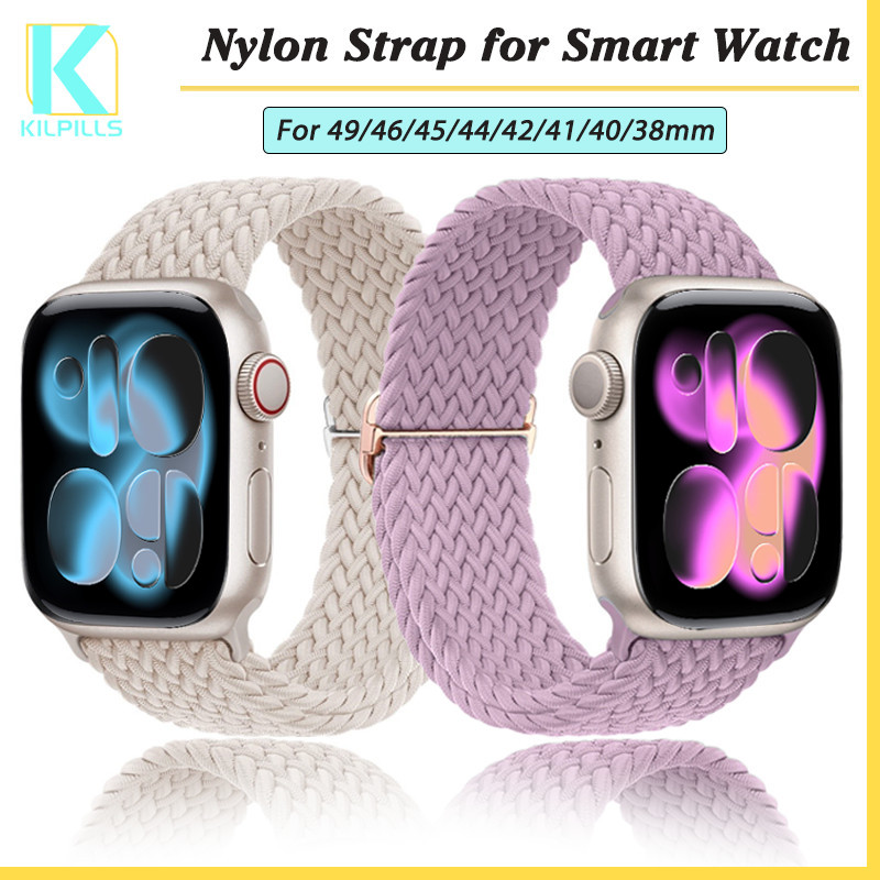 สายรัดไนลอนอ่อนสำหรับ Iwatch Ultra 4 3 2 SE 3 2 Series 12 11 10 9 8 7 6 5 49 มม. 46 45 41 44 40 42 38 มม.