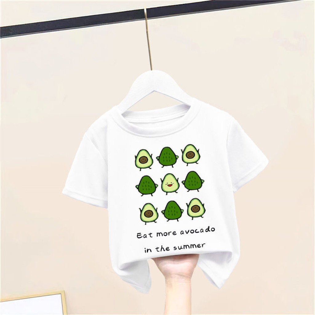 เสื้อยืดแขนสั้นเด็กชาย ลายอะโวคาโด ผ้าฝ้าย 100% ฤดูร้อน สำหรับเด็กแรกเกิด