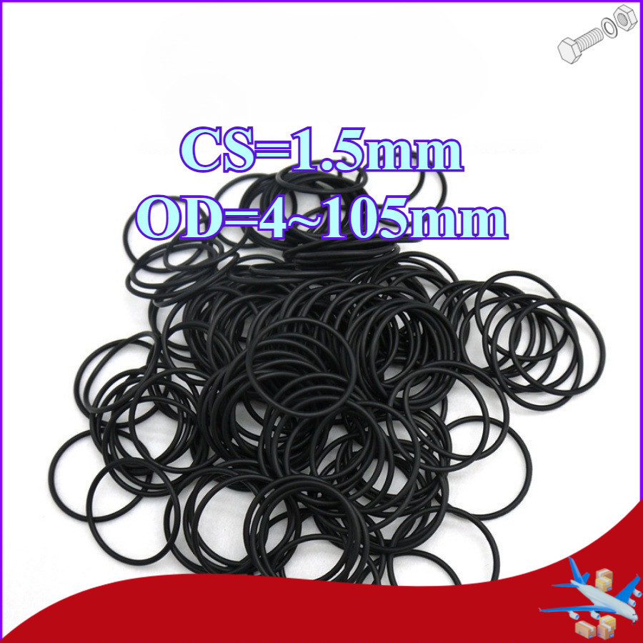 สีดํา โอริง ยางโอริง ซีลน้ำมัน,แหวนซีล,กันน้ำ,CS1.5มม*OD4-105มม ทนต่ออุณหภูมิสูง NBR ORing O-ring【DTY-MB1】