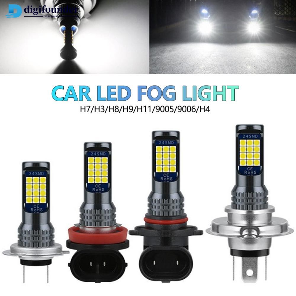 DIGIFOUNDER 1PC H1/H11/H4/9005/9006/H3/H7 รถ LED หมอกหลอดไฟ 24SMD 20W ไฟโลหะผสม 12V-24V เปลี่ยนหมอกโ