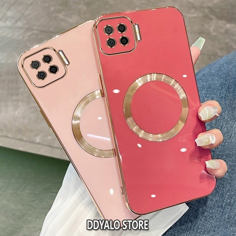 ปลอกสําหรับOPPO A73 4G A93 4G F17 F17 PRO reno 4FกรณีElectroplatedซิลิโคนTPUเคสโทรศัพท์ที่มีที่เรียบง่ายแม่เหล็กดูดนุ่มกรณีชุบSquaerขอบปก