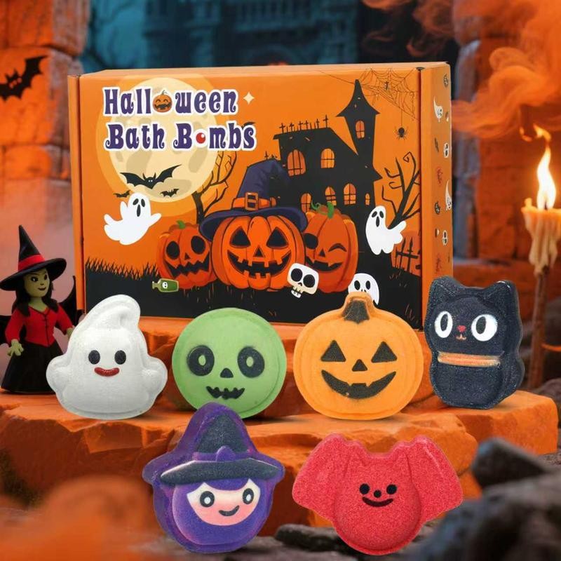IHave Halloween Bath Bomb Gift Set - 6 ชิ้น Spooky & Cute Childrens Bath Bombs Gift Box with Witch, 