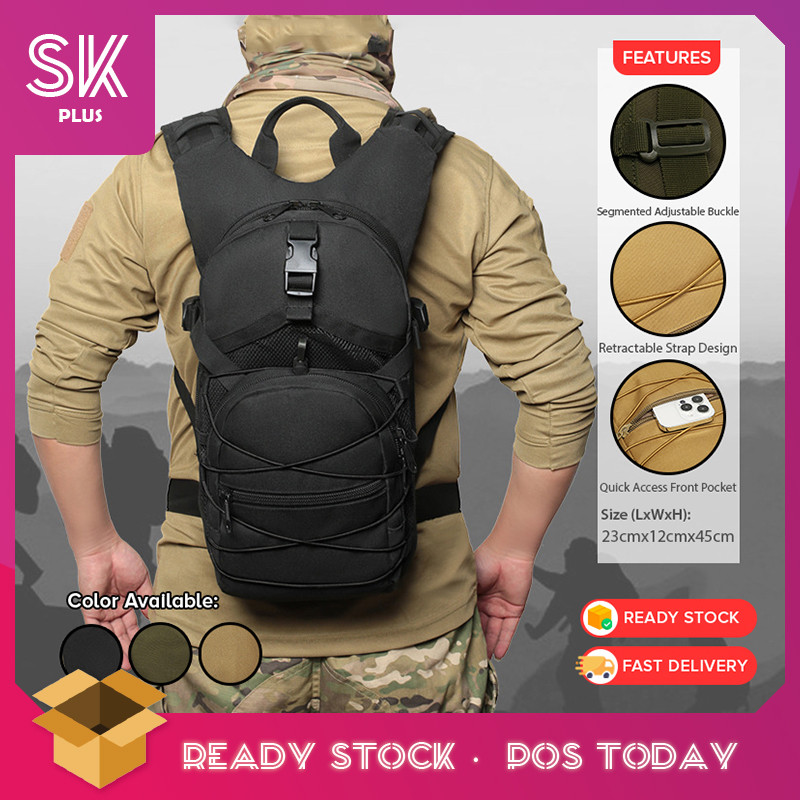 SKplus กระเป๋าเป้สะพายหลัง 15L เดินป่ากลางแจ้งภูเขาแบบพกพา Multilayer Storage กระเป๋าผ้า Oxford กันน