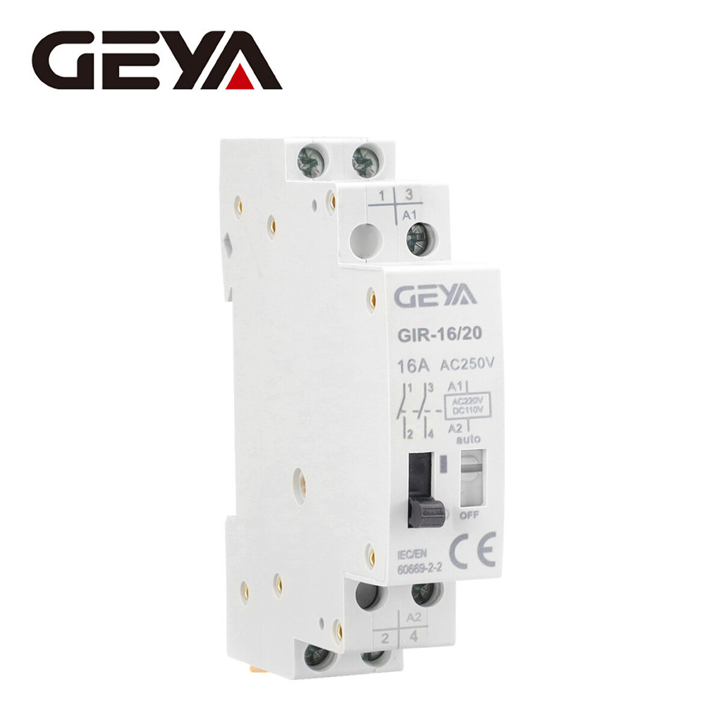 GEYA GIR-16A รีเลย์ควบคุมแรงกระตุ้นแบบกลไก 1/2P 16A 1NO/2NO AC230/DC110V เชื่อมต่อกัน