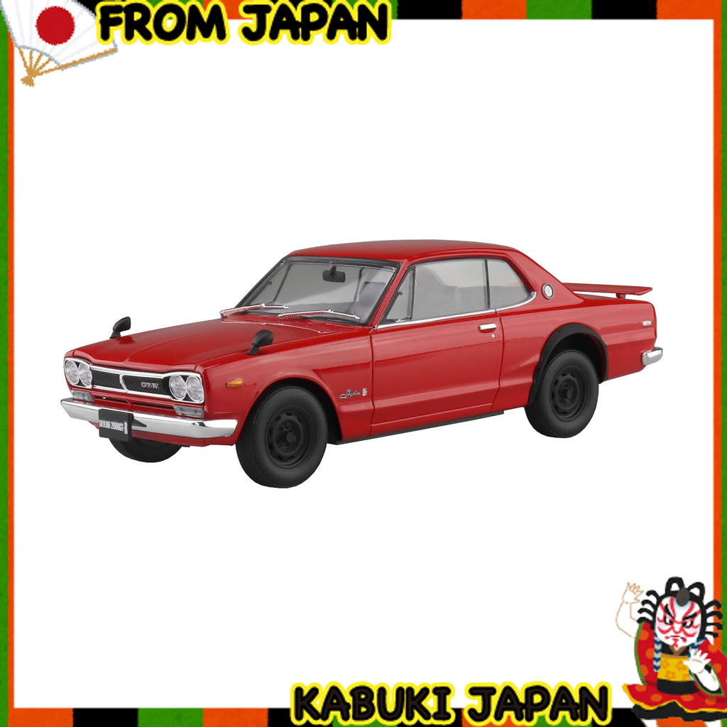 Aoshima Bunka Kyozai-sha 1/24 Raku-Pla Snap Car Series KPGC10 Skyline HT 2000GT-R 1970 Red Pre-Color