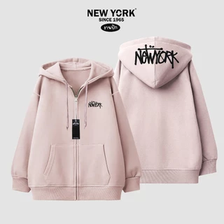 NEWYORK 1965 STREET - งานปักหมวก เสื้อคลุมแขนยาวมีฮู้ด ซิปทอง คุณภาพผ้าคอตตอนวอร์ม ใส่สบาย