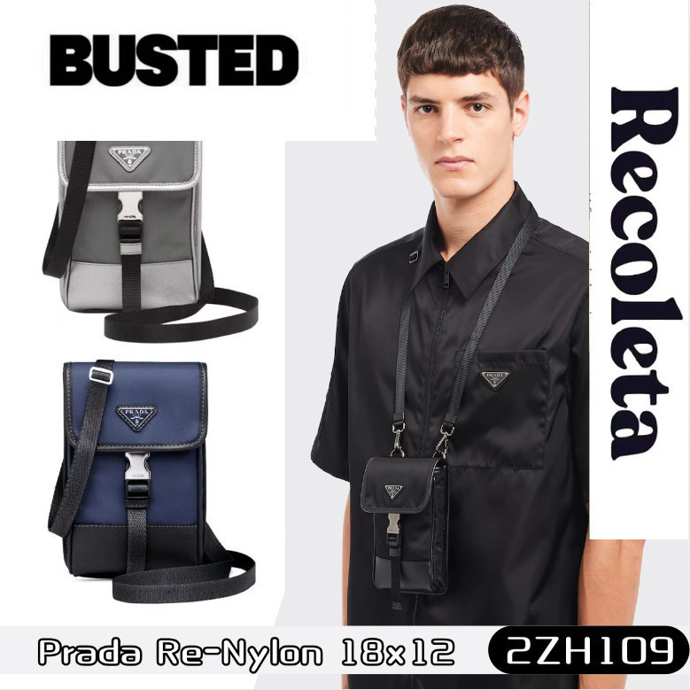 Prada Re-Nylon and Saffiano Leather Phone Bag ปราด้ากระเป๋าใส่มือถือ/สะพายข้าง/ทรงเดียวกันทั้งชายและ