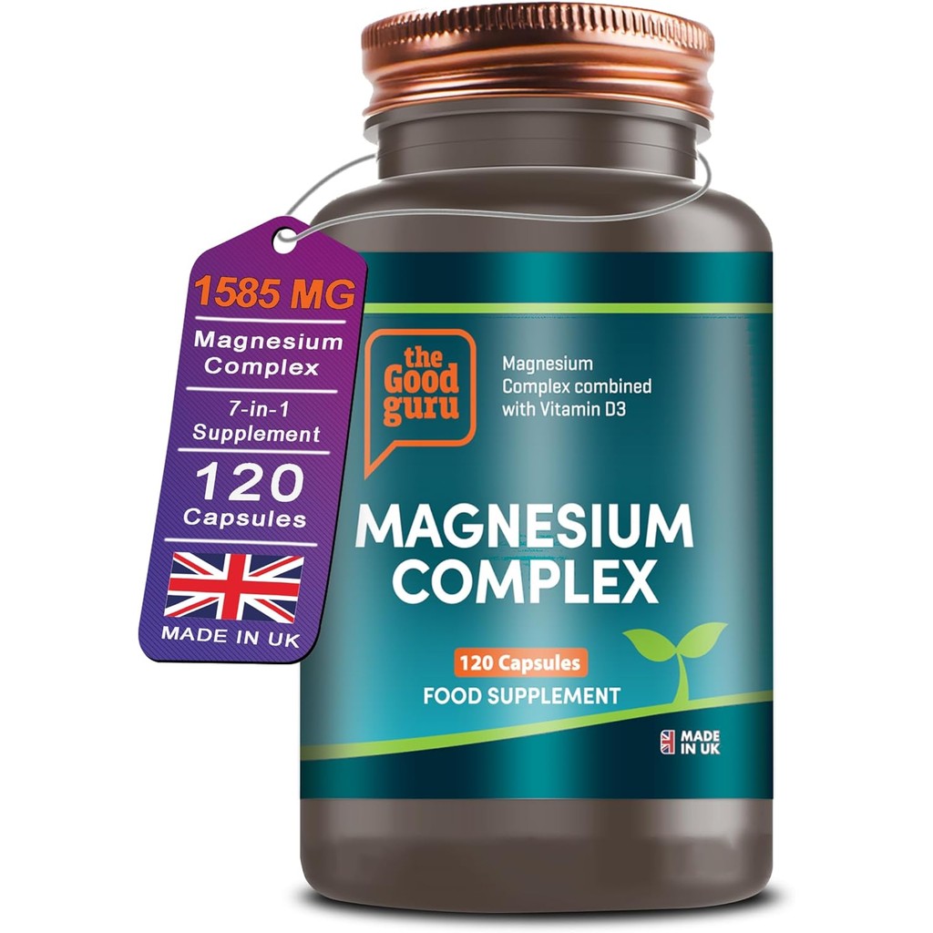 อาหารเสริมแมกนีเซียมคอมเพล็กซ์ 7 in 1-1585 MG Glycinate, Citrate, Malate, Turate, Zinc, B6, D3 – 120