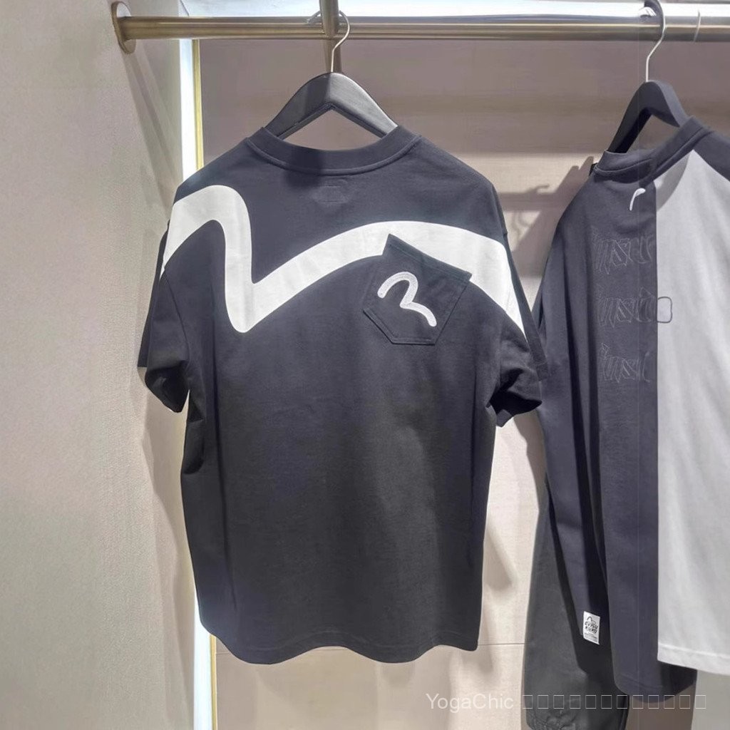 EVISU เสื้อยืดแขนสั้น Fushen Evisu 2025 แบบสบาย ๆ สำหรับผู้ชายและผู้หญิงในฤดูร้อน