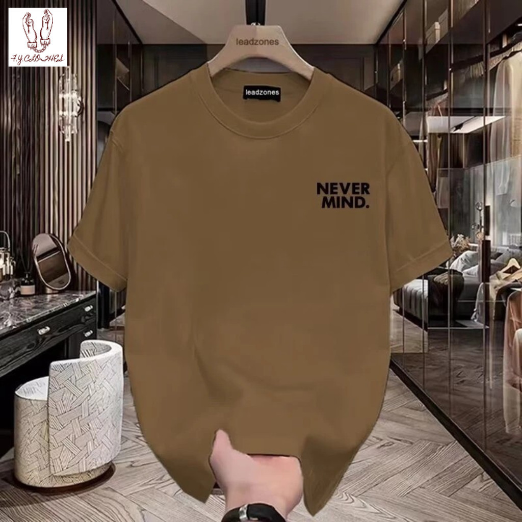 (จัดส่งตลอด 24 ชั่วโมง)ส่วนเสื้อวินเทจเสื้อยืดผู้ชายเข้ารูปแบบใหม่ปี2025 INS เรียบง่ายพิมพ์ลายด้านบน