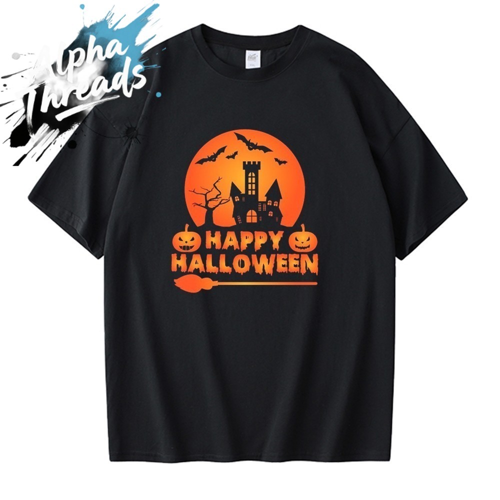 🎃 (จัดส่งตลอด 24 ชั่วโมง) T-shirt FACAIเสื้อยืดผู้หญิงผู้ชาย Happy Halloween  จัดส่งจากไทย o93o