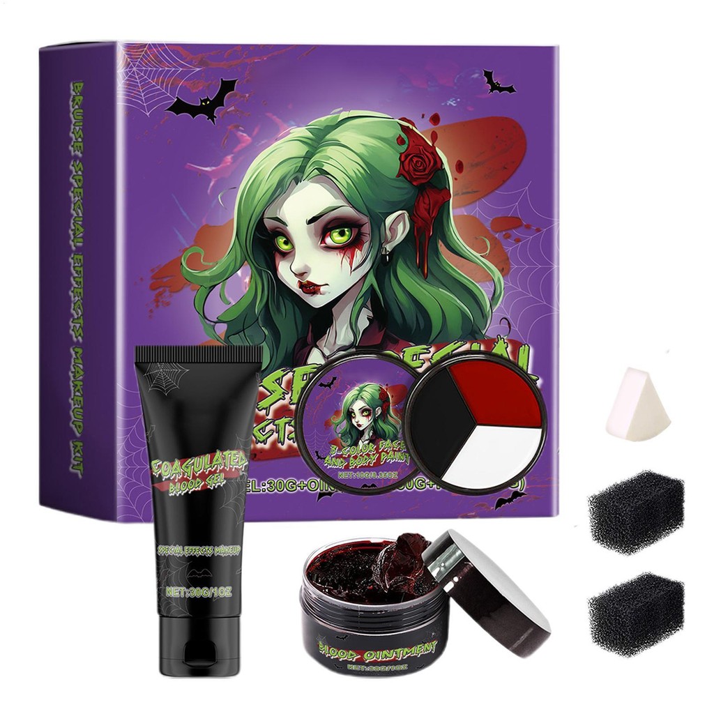 Halloween Fake Blood Makeup Kit Edible Washable Effects Faux Blood Washable Fake Blood Set Edible Wa