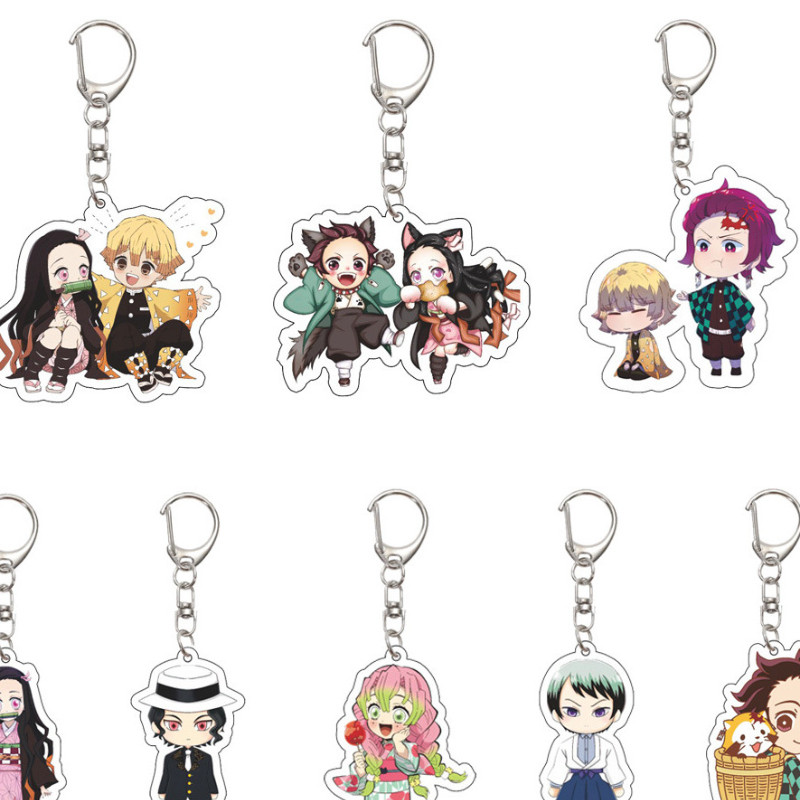 55MM Anime Demon Slayer พวงกุญแจ Hashibira Inosuke/Tsuyuri Kanawo/Kamado Nezuko พวงกุญแจอะคริลิค