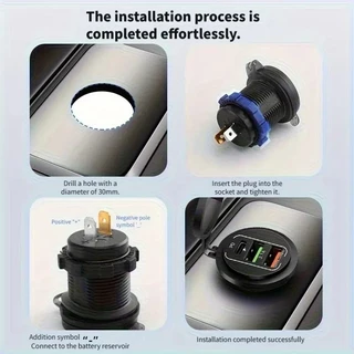 Car Charger Power Outlet Socket Dual QC3.0 Usb & Dual PD3.0 Fast Charging Outlet พร้อม Led โวลต์มิเตอร์กันน้ําสําหรับรถยนต์ 12-24V
