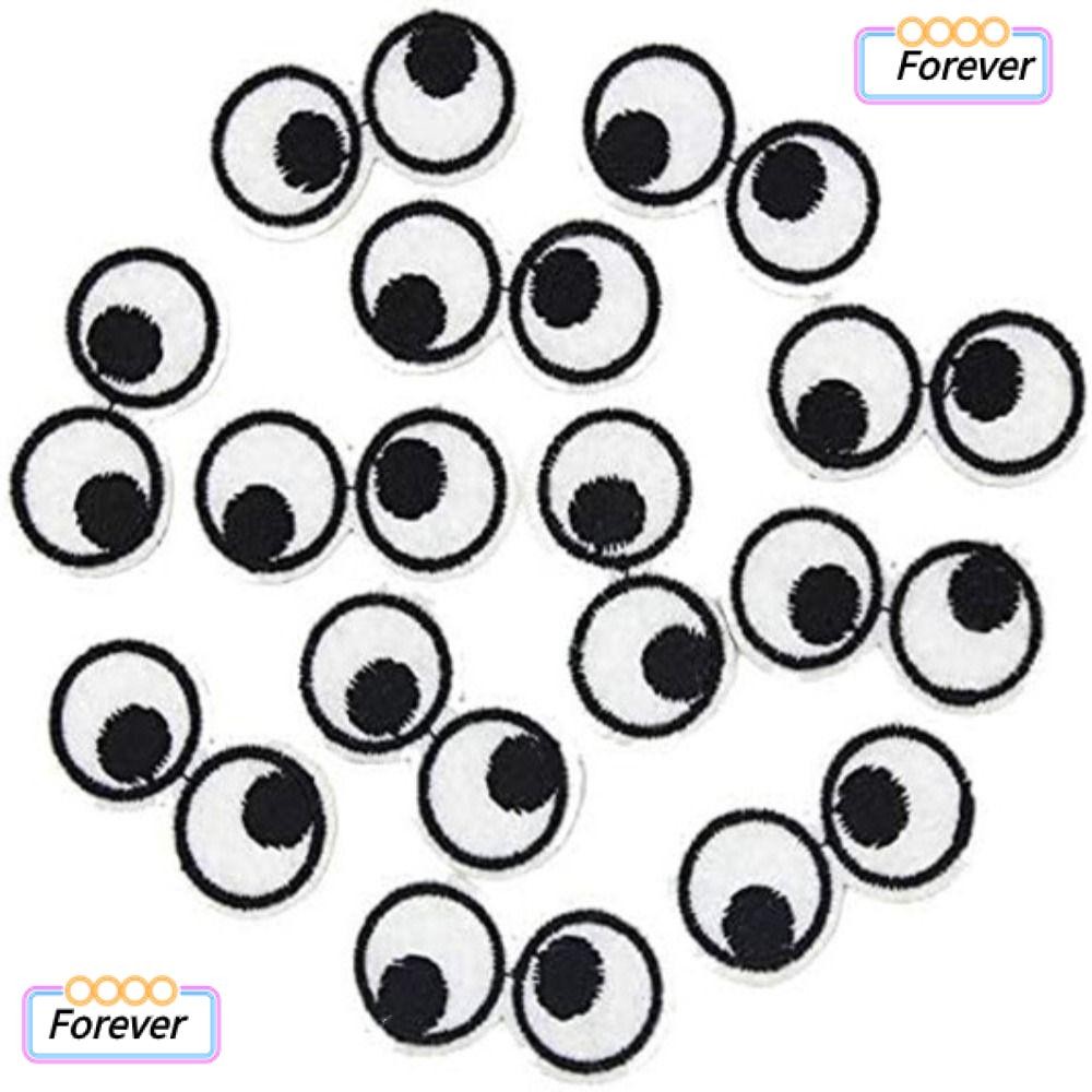 FOREVER แพทช์ตาสีดํา/ขาว, แพทช์ปัก Terylene ขนาด 1.6 X 0.8 นิ้ว, อุปกรณ์ DIY แพทช์ผ้าสําหรับหมวก