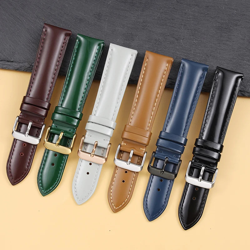 Hand made สิทธิบัตรหนังสายหนัง 18/20/22MM Head Layer Cowhide สร้อยข้อมือผู้ชาย Vintage สําหรับ Huawe