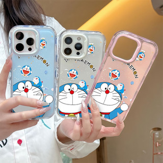 จัดส่งทันที เคสโทรศัพท์16 โดเร ม่อน เคสใสอะคริลิคสีสัน ระลอกเยลลี่ For IPhone11 12 13Pro ProMAX 14 15PLUS 16E กันกระแทก