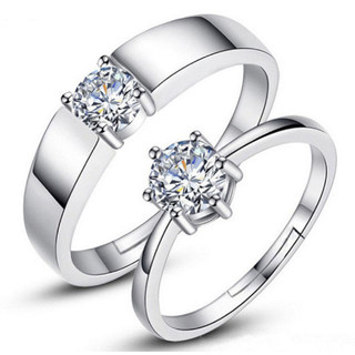 Promise Ring for Couple Original Adjustable Accessories Cubic Zirconia Design with Box