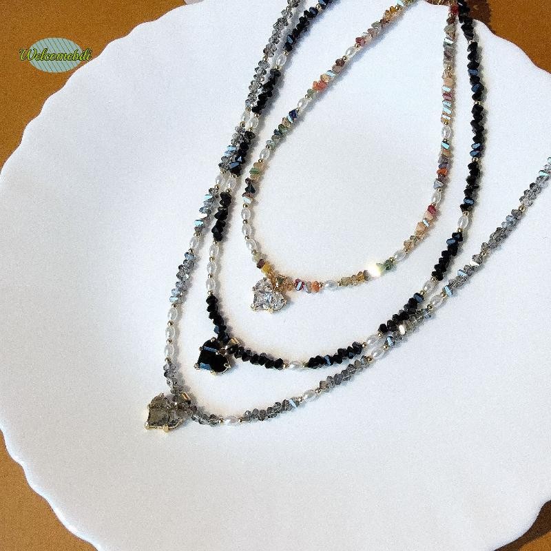 [WLB-ที] สร้อยคอมุกหัวใจวินเทจ ออกแบบเรขาคณิต ประดับคริสตัล ของขวัญสำหรับผู้หญิง