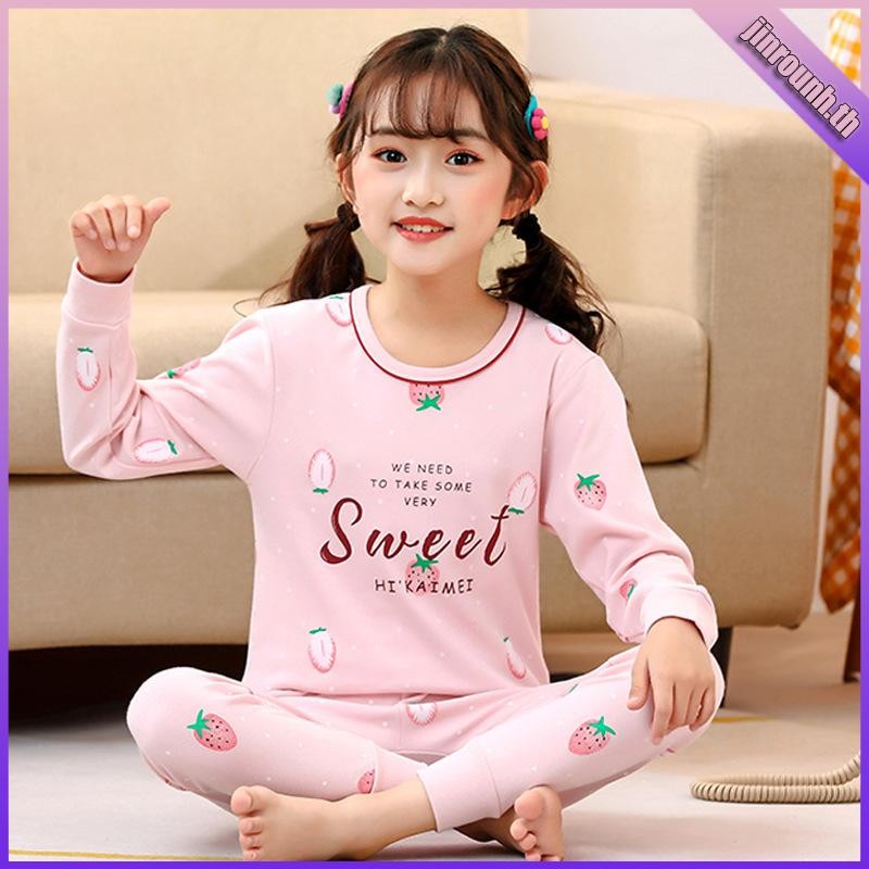 ชุดนอน SLEEPING CLOTHES/GIRLS SLEEPING CLOTHES/T-SHIRT MATERIAL/LONG TROUSERS/LONG SLEEVES/FOR CHILD