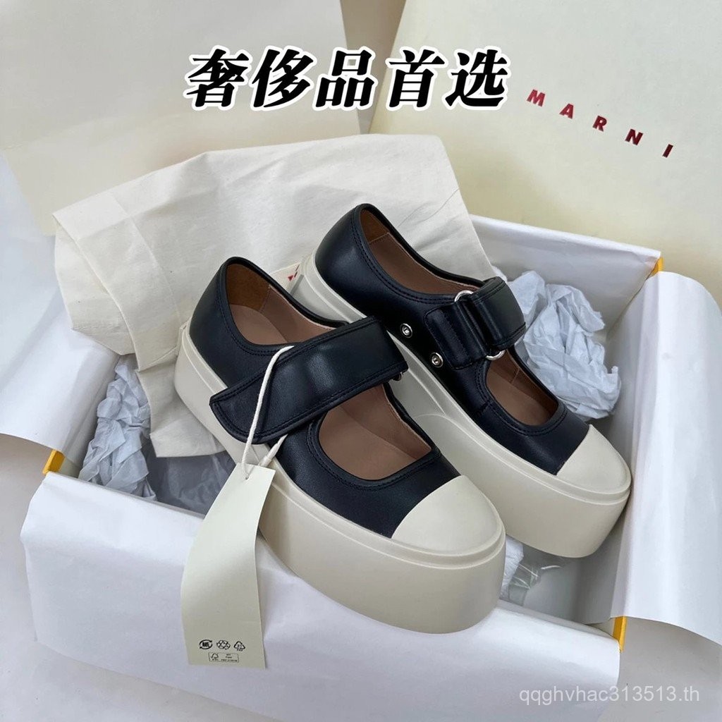 Marni รองเท้า Marni รองเท้า Marni รองเท้าหัวใหญ่ Mary Jane รองเท้าแตะครึ่ง Zhao Lusi เพลง Joer รองเท