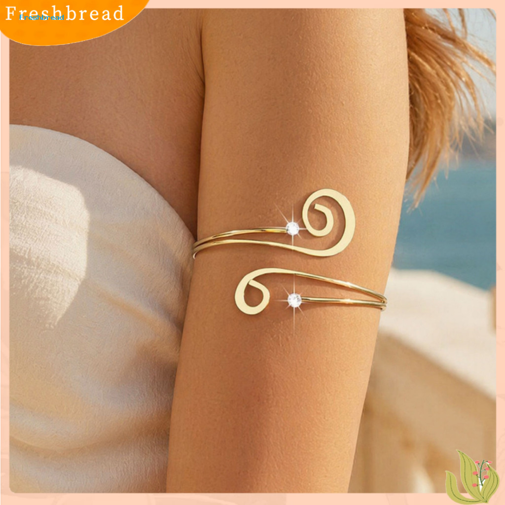 FR * Gold Plated Arm Cuff Non-fading Gold Cuff Minimalist Rhinestone เกลียว Upper Arm Cuff สร้อยข้อม