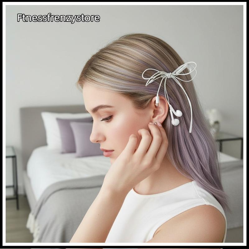 [FF] Y2K Wire Design Headphone Bow Hair Clip Cool Accessories for Music Event [TH]