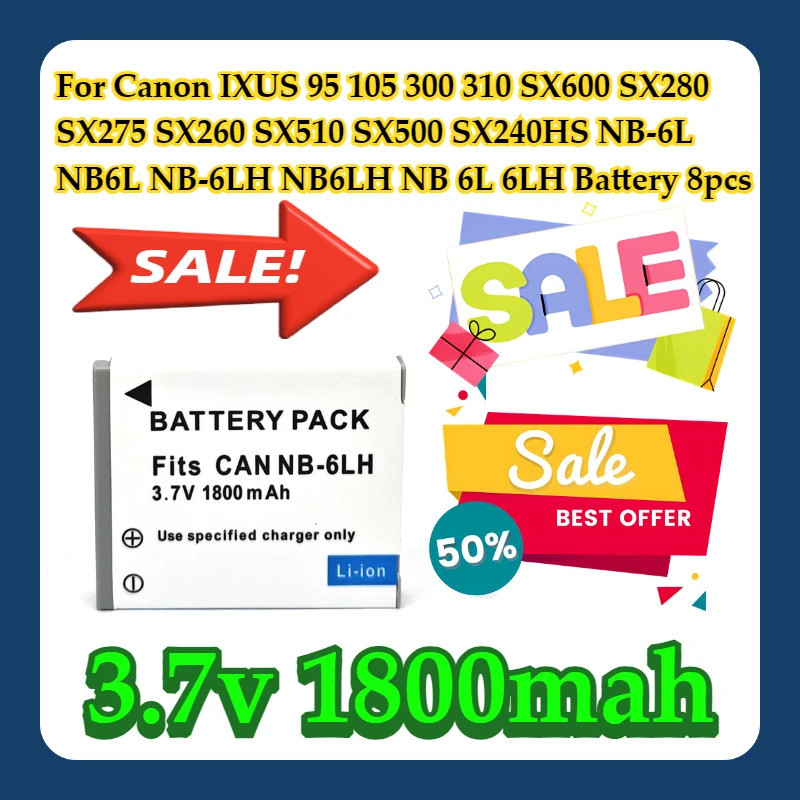 สําหรับ Canon IXUS 95 105 300 310 SX600 SX280 SX275 SX260 SX510 SX500 SX240HS NB-6L NB6L NB-6LH NB6L