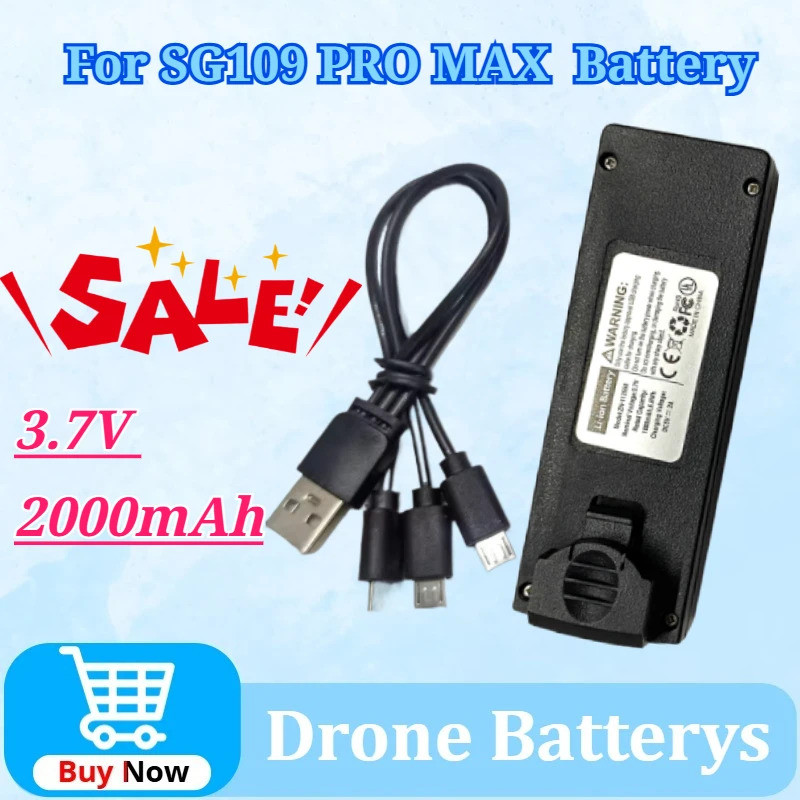 สําหรับ SG109 PRO MAX 3.7V 2000mAh แบตเตอรี่ลิเธียมสีดํา RC Drone เครื่องบินอุปกรณ์เสริมสายชาร์จอัพเ