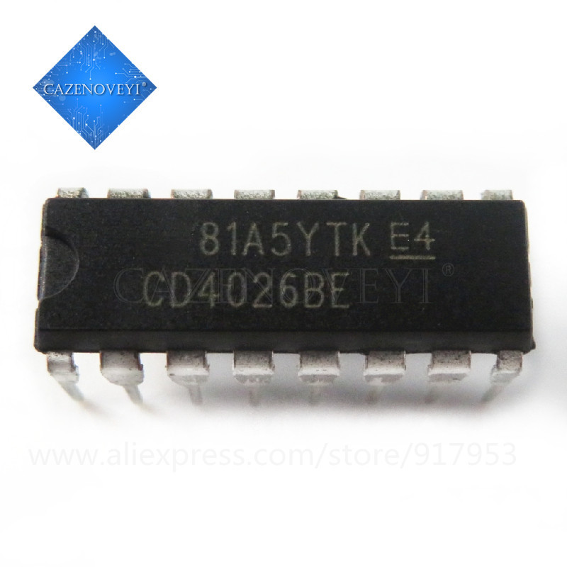 10 ชิ้น CD4026 CD4026BE 4026 IC CMOS เคาน์เตอร์ Decade/Diider DIP-16 ชิป