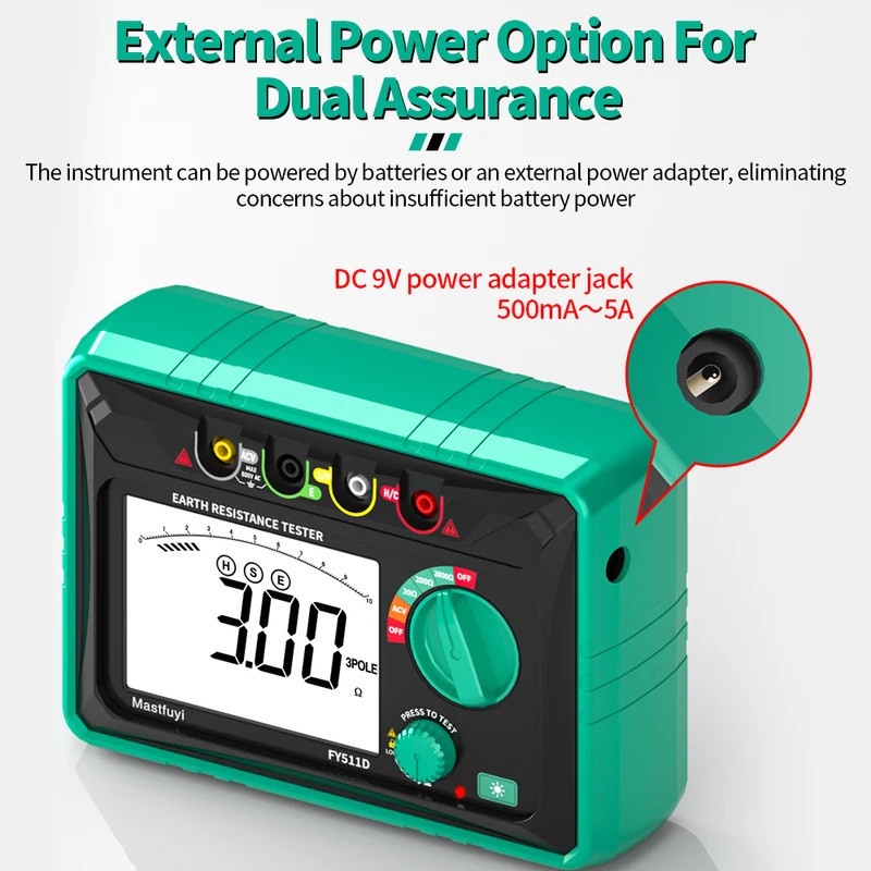ประสิทธิภาพสูง MASTFUYI Earth Ground Resistance Tester Earth Voltage Meter การปล่อยอัตโนมัติพร้อม LC